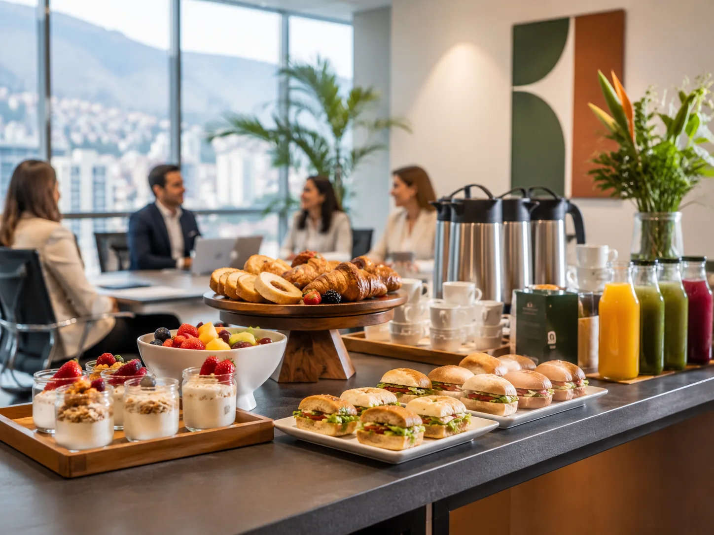 Coffee break empresarial premium para reuniones corporativas en Colombia